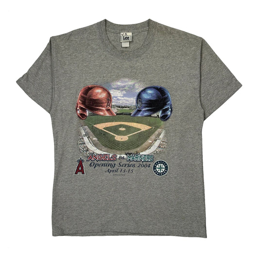 Angels Vs Mariners Opening Series 2004 Lee Sport Mlb T-Shirt - Medium Grey Cotton