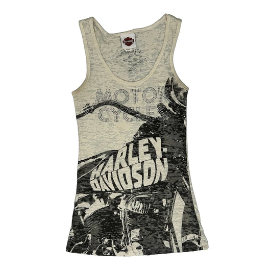 Harley Davidson Graphic Vest - Medium Beige Cotton Blend