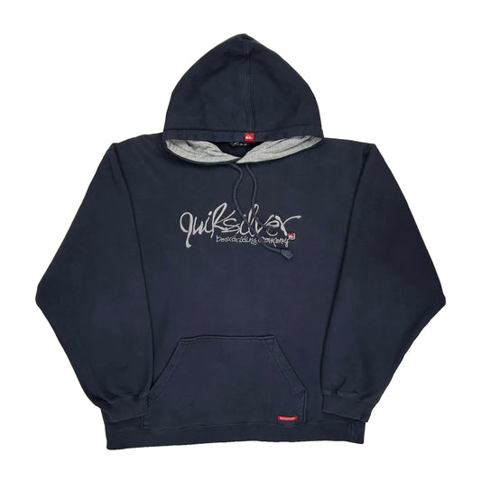 Boardriding Company Quiksilver Spellout Hoodie - Large Navy Cotton Blend