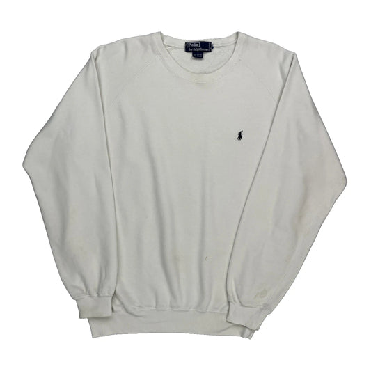 Polo By Ralph Lauren Sweatshirt - Large White Cotton Blend