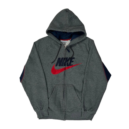 Vintage Nike Graphic Hoodie - Medium Grey Cotton Blend