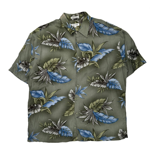Pierre Cardin Floral Hawaiian Shirt - XL Blue Viscose