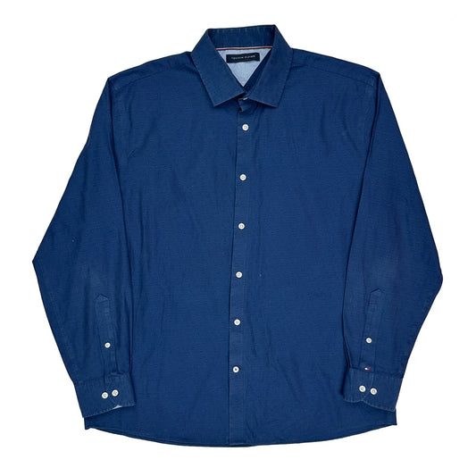 Vintage Tommy Hilfiger Polka Dot Shirt - Large Blue Cotton