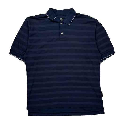 Nike Golf Striped Polo Shirt - Large Navy Cotton