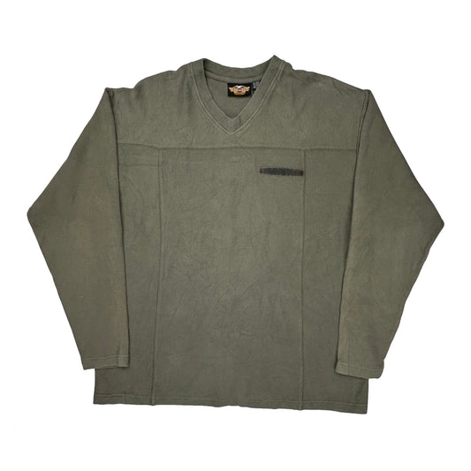 Harley Davidson Long Sleeve T-Shirt - Large Green Cotton