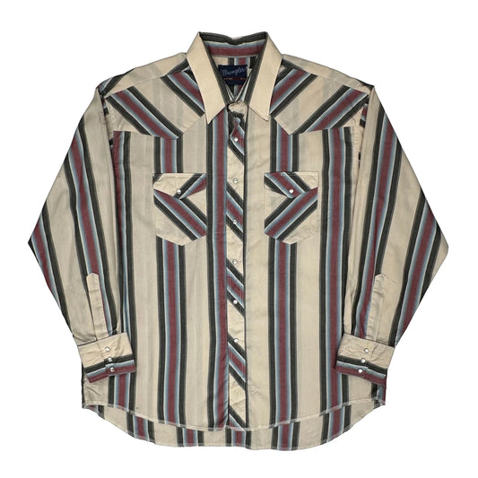Wrangler Striped Patterned Shirt - 2XL Beige Cotton