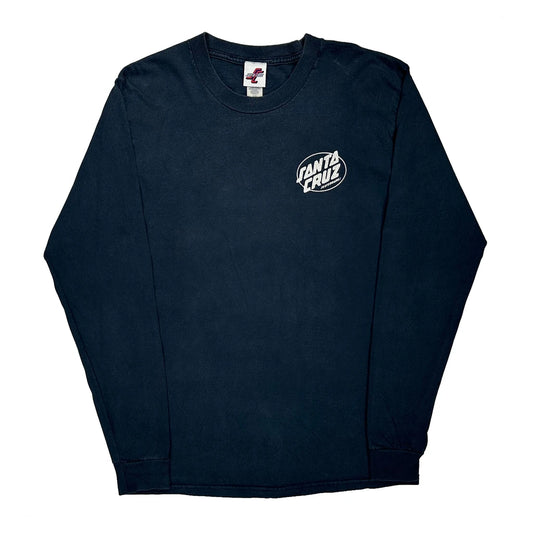 Vintage Skateboarding Santa Cruz Graphic Long Sleeve T-Shirt - Medium Black Cotton
