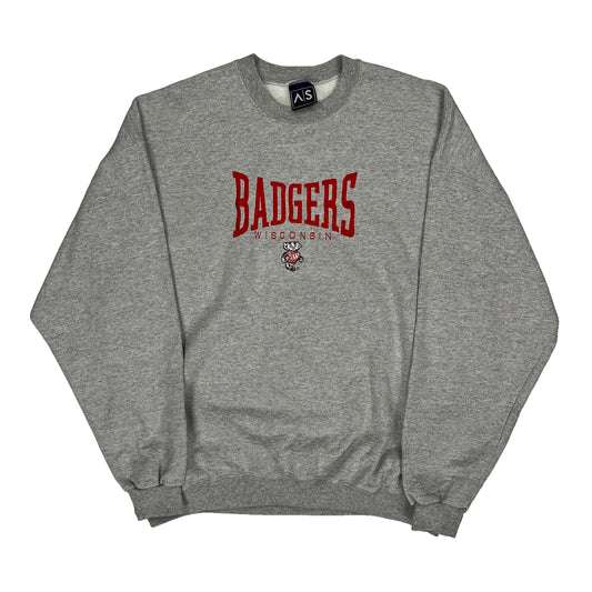 Wisconsin Badgers Unbranded College Sweatshirt - Large Grey Cotton