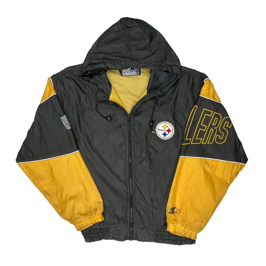 Steelers Starter Spellout Windbreaker - Large Black Polyester