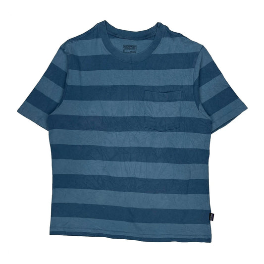 Patagonia Striped T-Shirt - Medium Blue Cotton