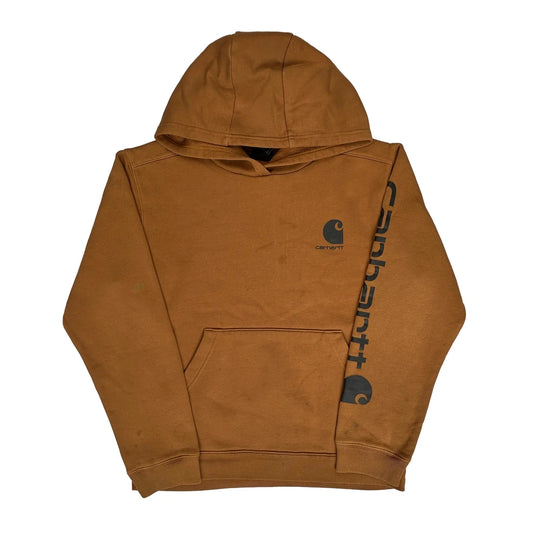 Age 14-16 Carhartt Hoodie - Large Brown Cotton Blend