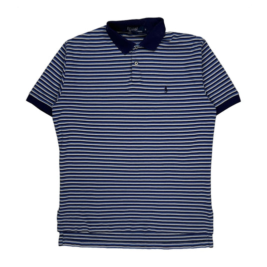 Polo By Ralph Lauren Striped Polo Shirt - Medium Blue Cotton