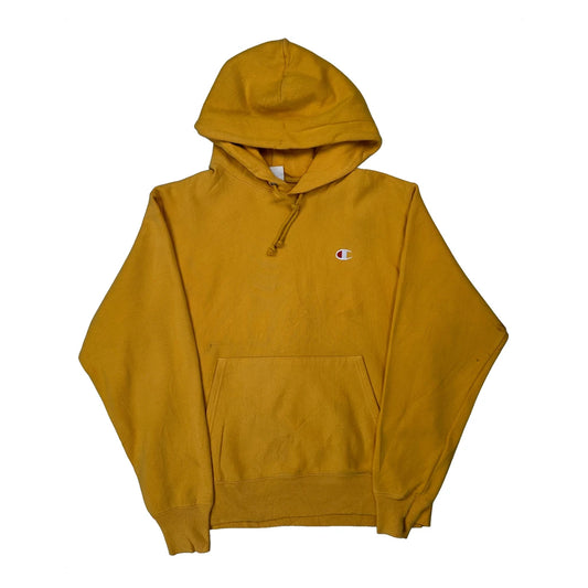 Vintage Reverse Weave Champion Hoodie - Medium Yellow Cotton