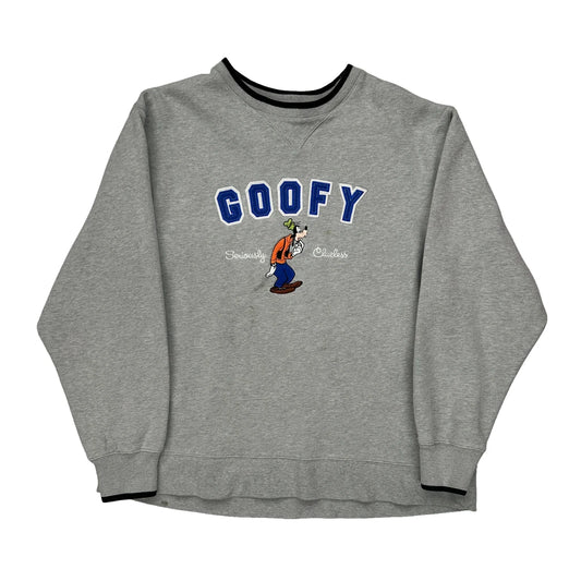 Goofy Disney Cartoon Sweatshirt - Medium Grey Cotton