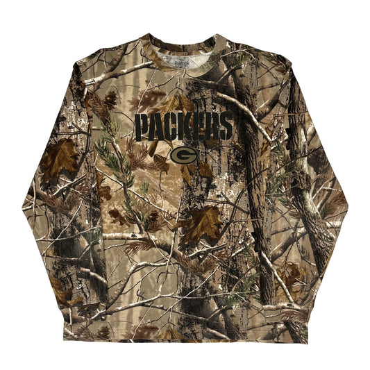 Green Bay Packers Reebok Nfl Long Sleeve T-Shirt - XL Camo Cotton