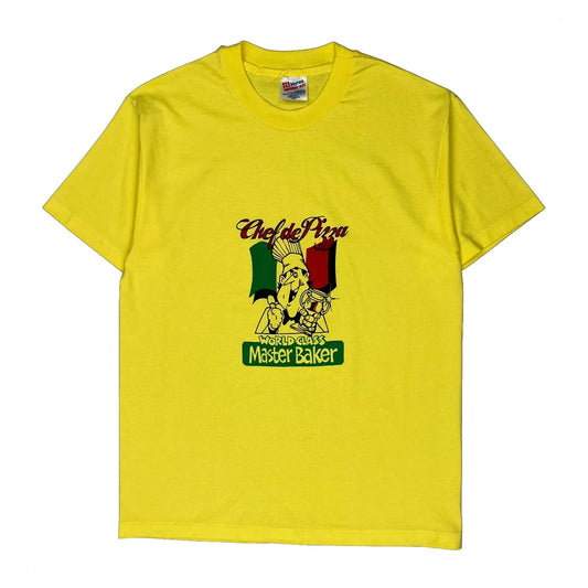 Master Baker Hanes Single Stitch T-Shirt - Large Yellow Cotton Blend