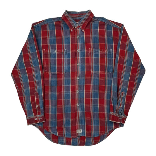 Levis Checked Flannel Shirt - Large Red Cotton