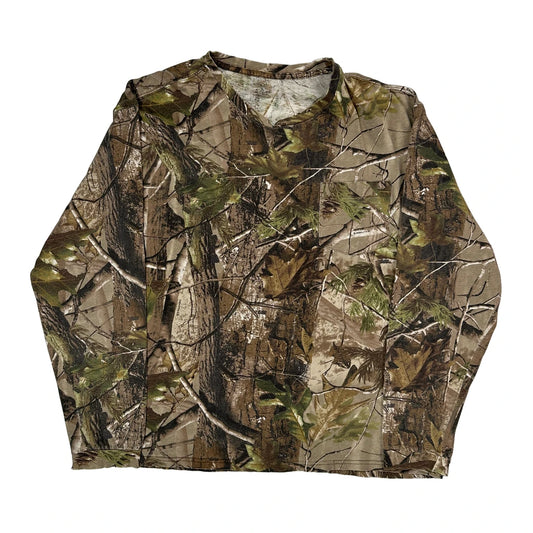 Red Head Camo Long Sleeve T-Shirt - XL Green Cotton