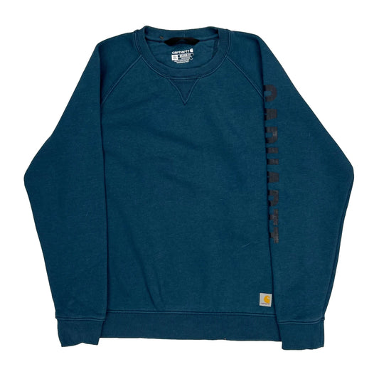 Relaxed Fit Carhartt Spellout Sweatshirt - XL Blue Cotton