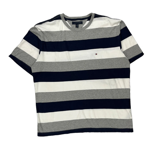Tommy Hilfiger Striped T-Shirt - XL Grey Cotton