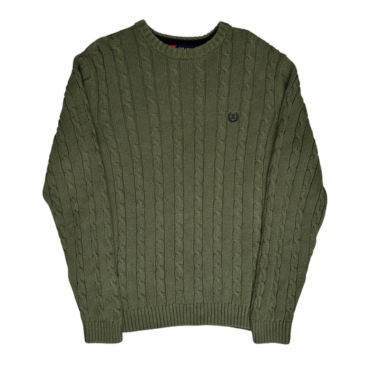 Chaps Ralph Lauren Cable Knit Jumper - Medium Green Cotton