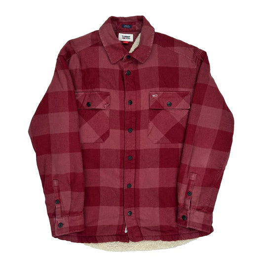 Tommy Jeans Checked Overshirt - Large Red Cotton