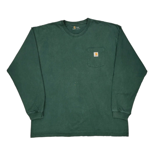 Carhartt Tall Long Sleeve T-Shirt - 2XL Green Cotton