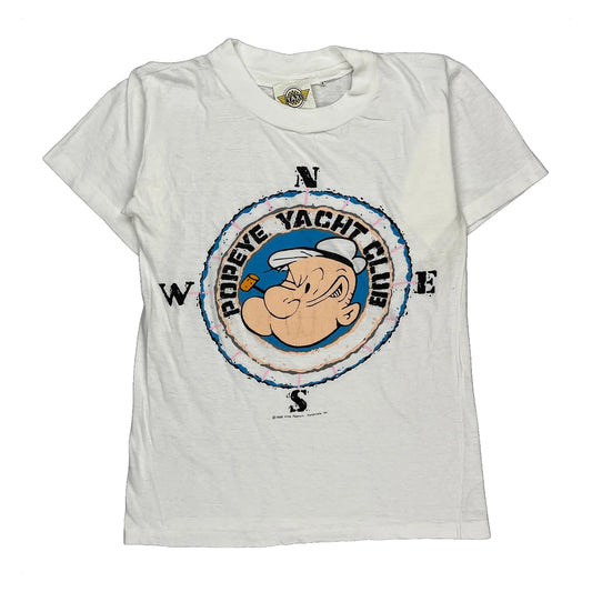 Popeye Yacht Club Taxi Cartoon T-Shirt - Medium White Cotton