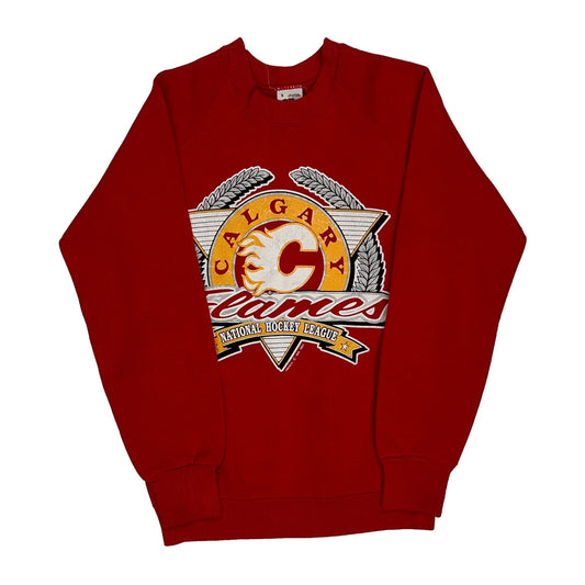 Calgary Flames Fruit Of The Loom Graphic Sweatshirt - Small Red Cotton Blend