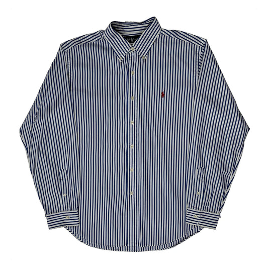 Classic Fit Polo By Ralph Lauren Striped Shirt - XL Navy Cotton