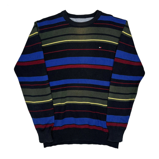 Tommy Hilfiger Striped Jumper - Large Multicoloured Cotton