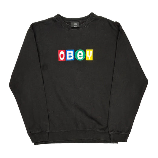 Colorful Logo Blocks Obey Sweatshirt - XL Multicoloured Cotton