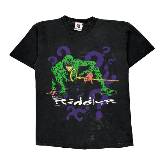 1995 Dc The Riddler Signal Single Stitch T-Shirt - Large Black Cotton