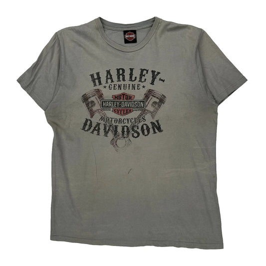 Motorcycles Harley Davidson Graphic T-Shirt - Large Grey Cotton