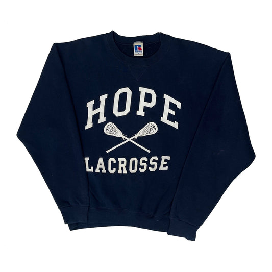 Hope Lacrosse Russell Athletic College Sweatshirt - Medium Navy Cotton Blend
