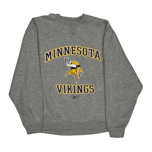 Minnesota Vikings Reebok Nfl Sweatshirt - Large Grey Cotton Blend