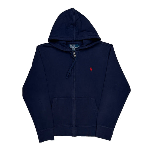 Polo By Ralph Lauren Full Zip Hoodie - Medium Navy Cotton