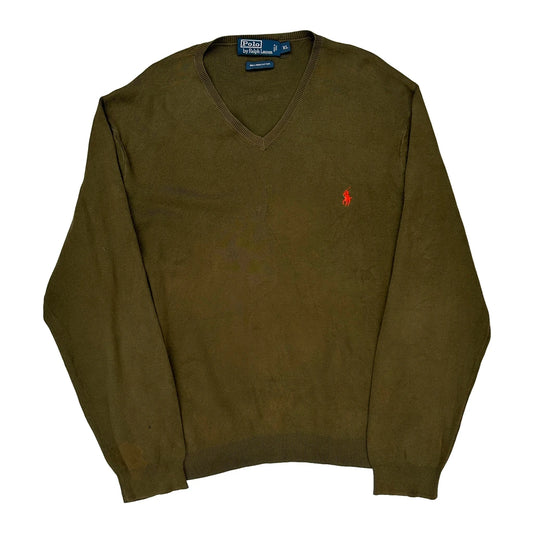 Polo By Ralph Lauren Jumper - XL Brown Cotton