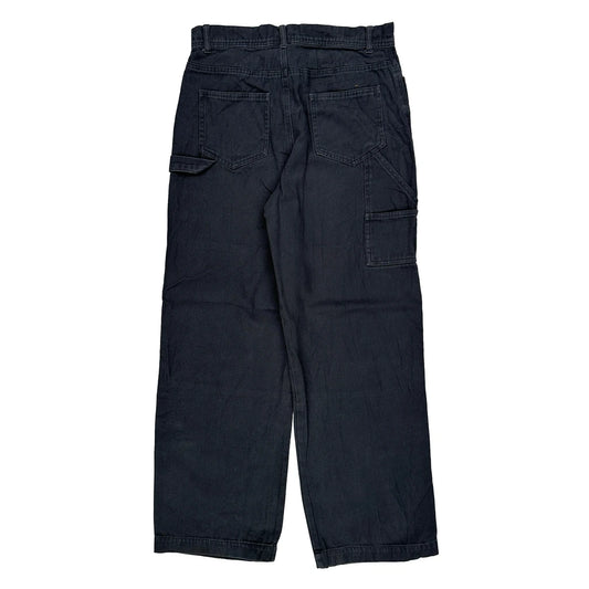 No Boundaries Baggy Double Knee Carpenter Trousers - 30W 30L Black Cotton