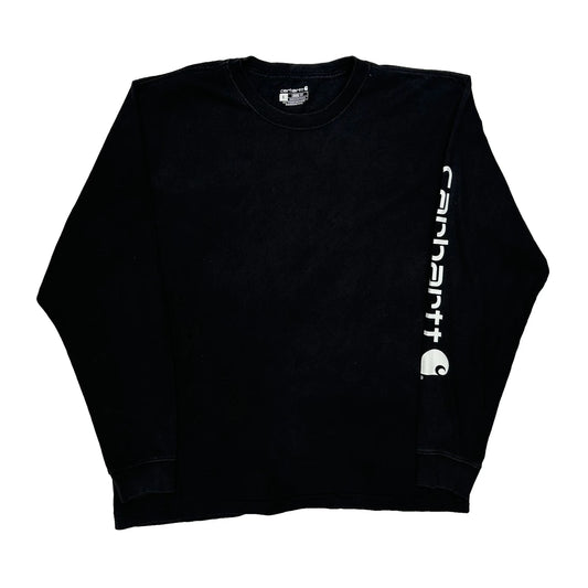 Carhartt Spellout Long Sleeve T-Shirt - Large Black Cotton