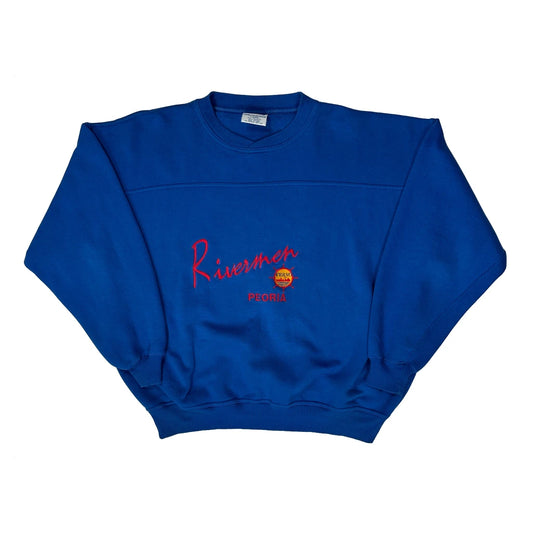 Peoria Rivermen Crable College Sweatshirt - Large Blue Polyester Blend