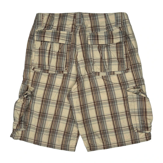 Lee Checked Cargo Shorts - 33W 11L Beige Cotton