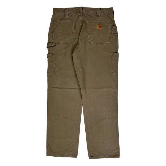 Carhartt B151 Lbr Carpenter Trousers - 35W 33L Khaki Cotton