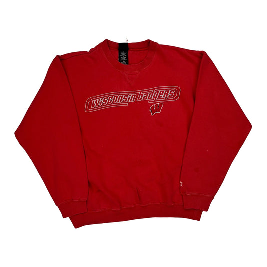 Wisconsin Badgers Starter College Sweatshirt - Large Red Cotton Blend