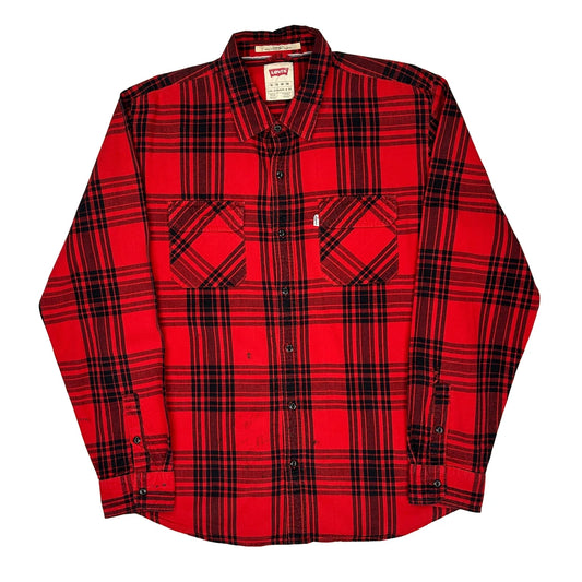 Levis Checked Flannel Shirt - XL Red Cotton