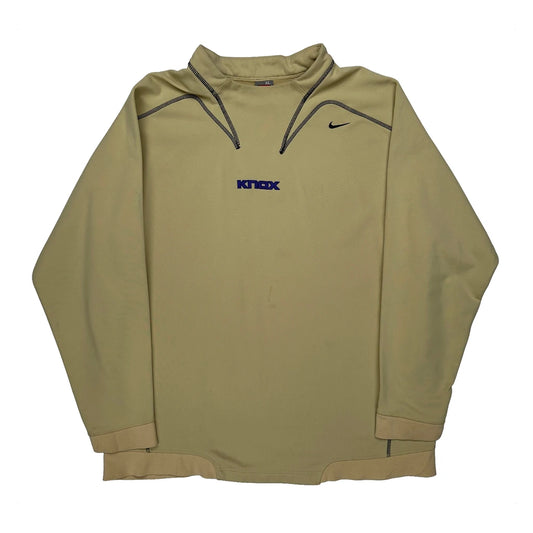 Vintage Nike Long Sleeve T-Shirt - XL Beige Polyester
