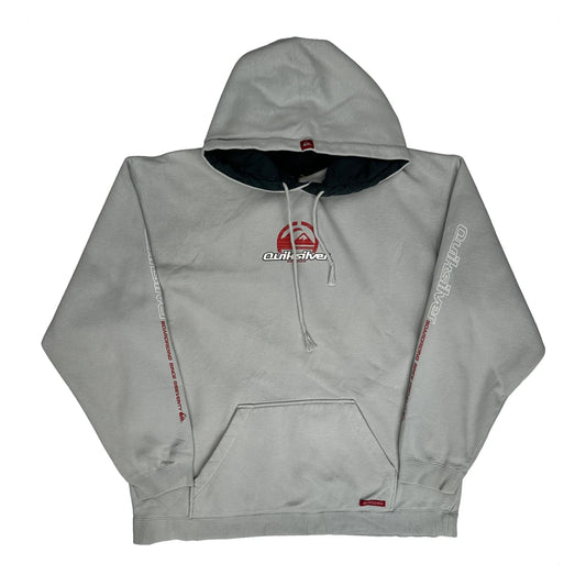 Quiksilver Graphic Hoodie - Large Grey Cotton Blend