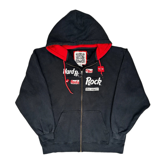 Hard Rock Cafe Spellout Hoodie - XL Black Cotton Blend