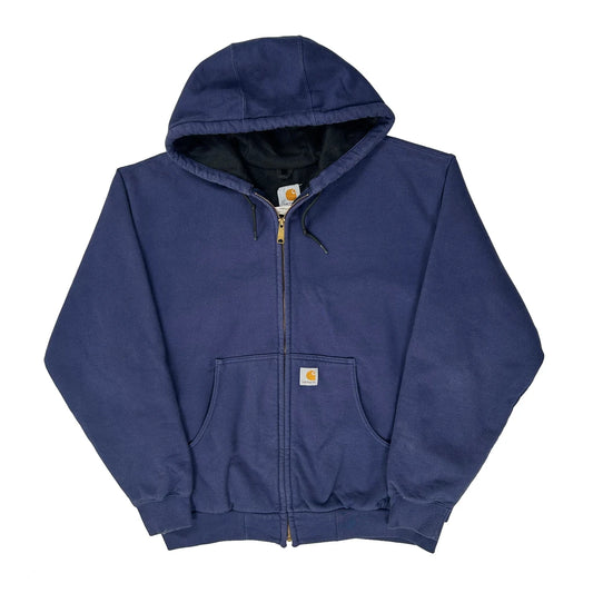 J149 Thermal Lined Carhartt Hoodie - Large Navy Cotton Blend