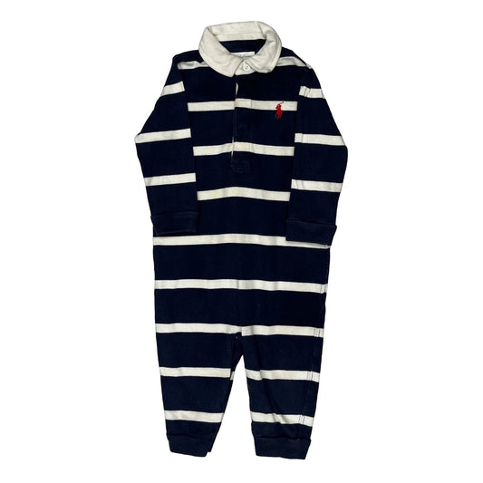 Age 9 Months Ralph Lauren Striped Playsuit - 3XS Navy Cotton